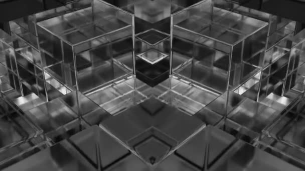 動きの黒いガラスの柱 3Dアニメーション — ストック動画