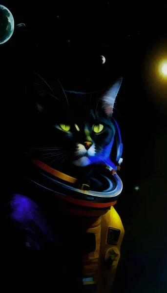 Cat astronaut on a galactic background