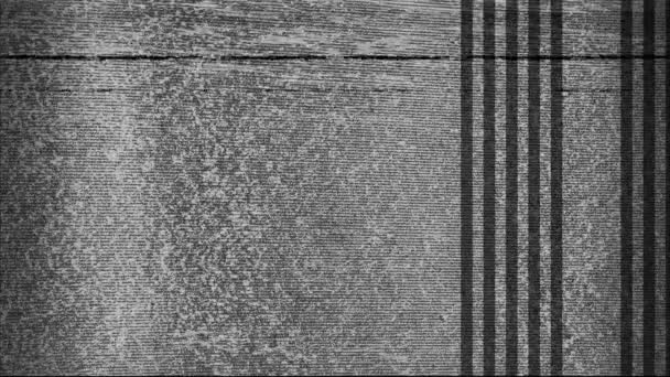 テレビの騒音の静的な効果 黒および白い背景 — ストック動画