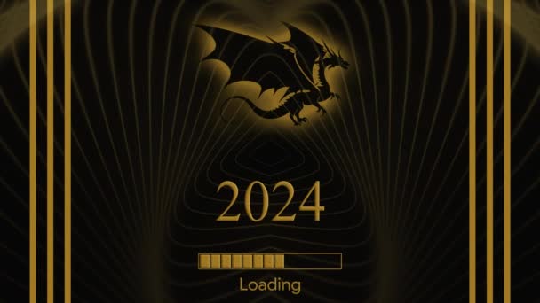 2024 Year Dragon Animation Black Gold — Stock Video