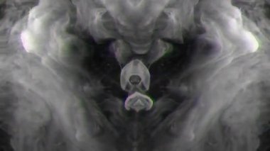 Kasvetli duman maddesi hareket halinde. VHS etkisi, siyah ve beyaz