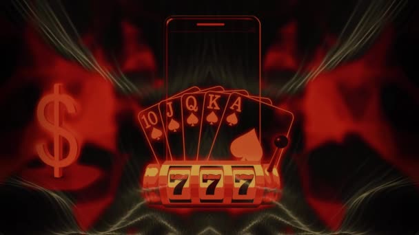 Casino Jackpot Máquina Tragaperras Jugar Las Cartas Animación Negro Rojo — Vídeos de Stock