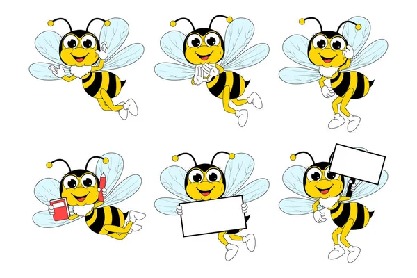 かわいい蜂の動物漫画のイラスト — ストックベクタ
