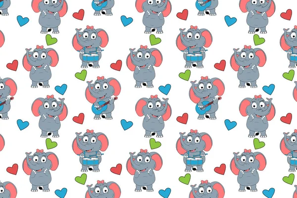 귀여운 코끼리 만화가 — 스톡 벡터