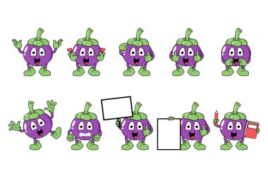 Tatlı mangosteen meyve karikatürü çizimi