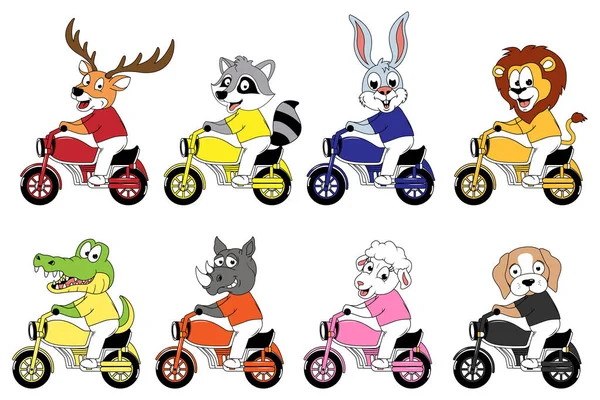Lindo Animal Dibujos Animados Paseo Motocicleta Vectores De Stock Sin Royalties Gratis