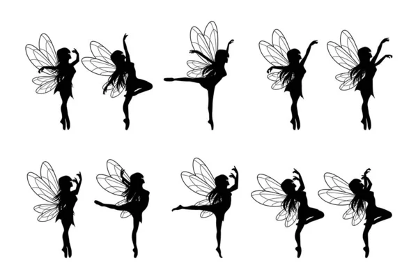 Cute Fairy Silhouette Illustration — Stock Vector