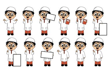 happy muslim kid carttoon illustration