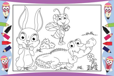 Çocuklar için renkli hayvan çizgi filmi