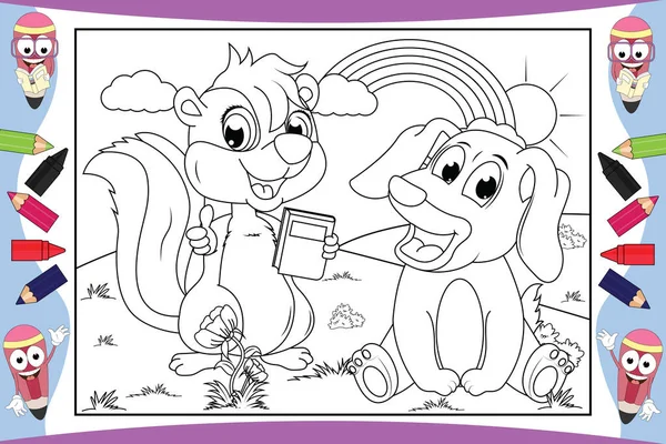 stock vector coloring animal cartoon for kids