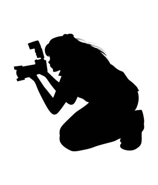 Kadın fotoğrafçı silüeti
