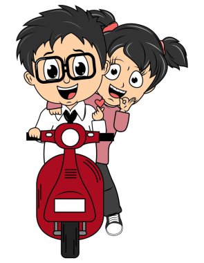 Çizgi film Çifti Motosiklet Sürüşü