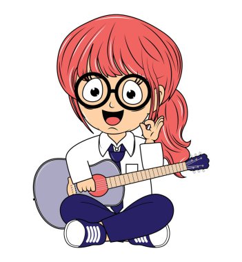 Çizgi film kız gitar çalmak