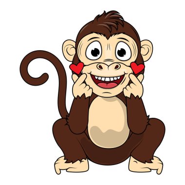 Şirin maymun hayvan çizgi film çizimi