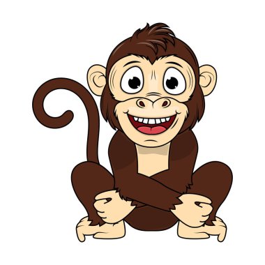 Şirin maymun hayvan çizgi film çizimi