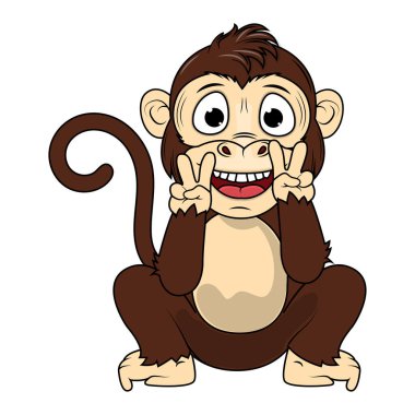 Şirin maymun hayvan çizgi film çizimi