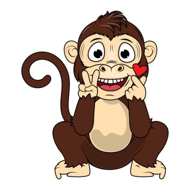 Şirin maymun hayvan çizgi film çizimi