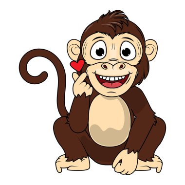 Şirin maymun hayvan çizgi film çizimi