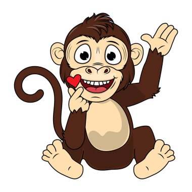 Şirin maymun hayvan çizgi film çizimi