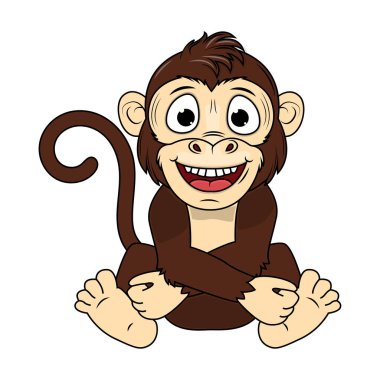 Şirin maymun hayvan çizgi film çizimi