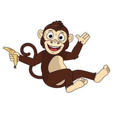 Şirin maymun hayvan çizgi film çizimi