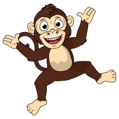 Şirin maymun hayvan çizgi film çizimi