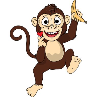 Şirin maymun hayvan çizgi film çizimi