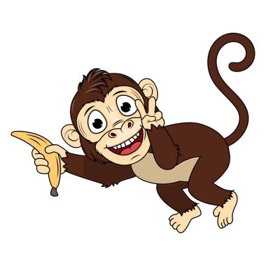 Şirin maymun hayvan çizgi film çizimi