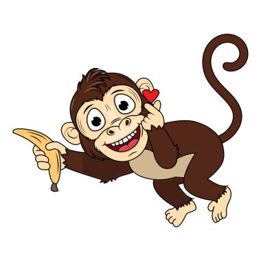 Şirin maymun hayvan çizgi film çizimi