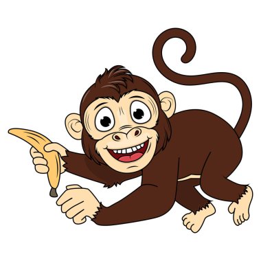 Şirin maymun hayvan çizgi film çizimi