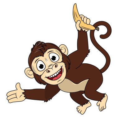 Şirin maymun hayvan çizgi film çizimi