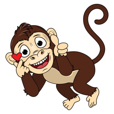 Şirin maymun hayvan çizgi film çizimi