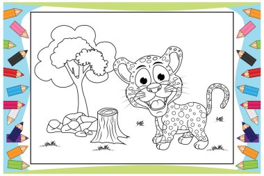 Çocuklar için Renkli Jaguar Hayvan Çizgi Filmi