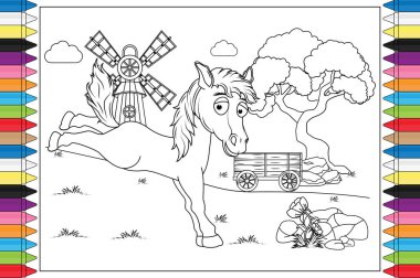 Çocuklar için Boyama At Çizgi Filmi