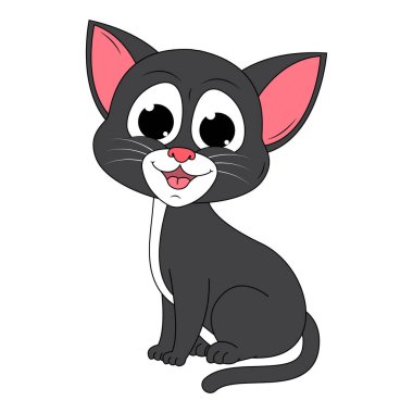 Şirin kedi hayvan çizgi filmi çizimi