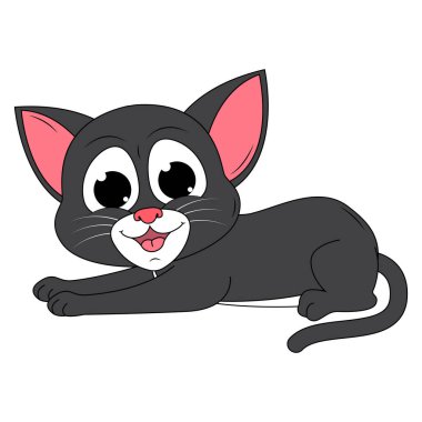 Şirin kedi hayvan çizgi filmi çizimi