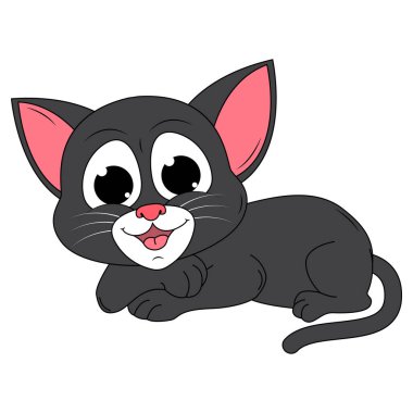 Şirin kedi hayvan çizgi filmi çizimi