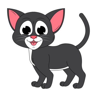 Şirin kedi hayvan çizgi filmi çizimi