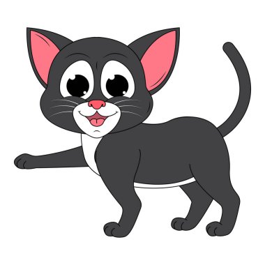 Şirin kedi hayvan çizgi filmi çizimi