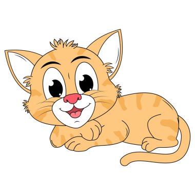 Şirin kedi hayvan çizgi filmi çizimi