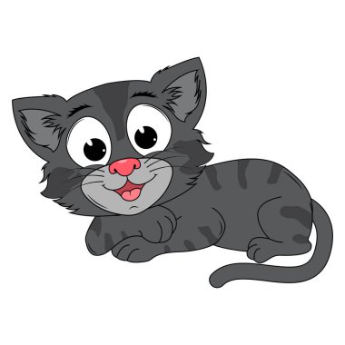 Şirin kedi hayvan çizgi filmi çizimi