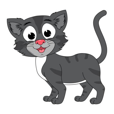 Şirin kedi hayvan çizgi filmi çizimi