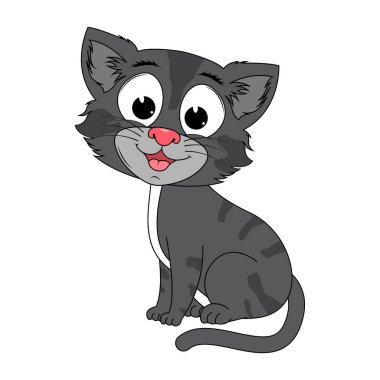 Şirin kedi hayvan çizgi filmi çizimi