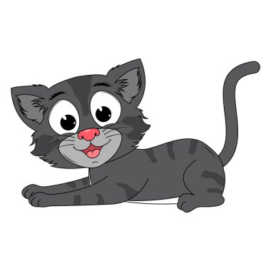 Şirin kedi hayvan çizgi filmi çizimi