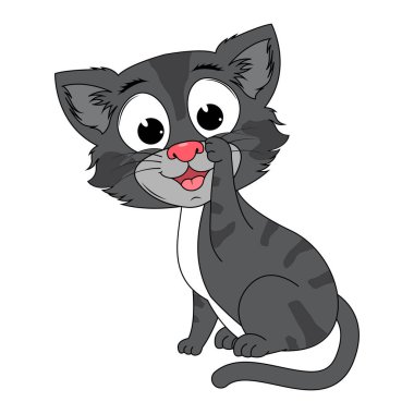 Şirin kedi hayvan çizgi filmi çizimi