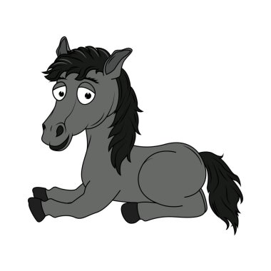 Şirin Siyah At Hayvan Çizgi Filmi Çizimi