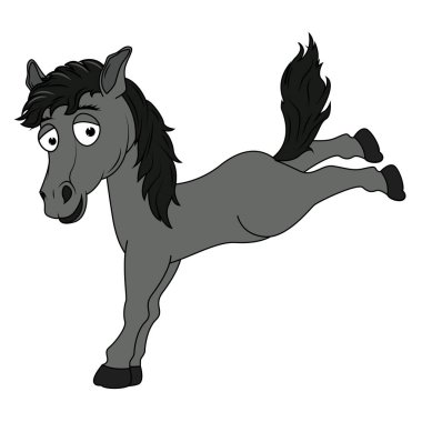 Şirin Siyah At Hayvan Çizgi Filmi Çizimi