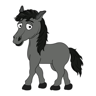Şirin Siyah At Hayvan Çizgi Filmi Çizimi