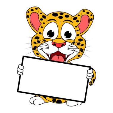 sevimli jaguar hayvan çizgi film çizimi