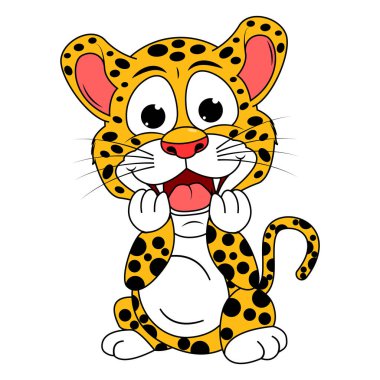sevimli jaguar hayvan çizgi film çizimi
